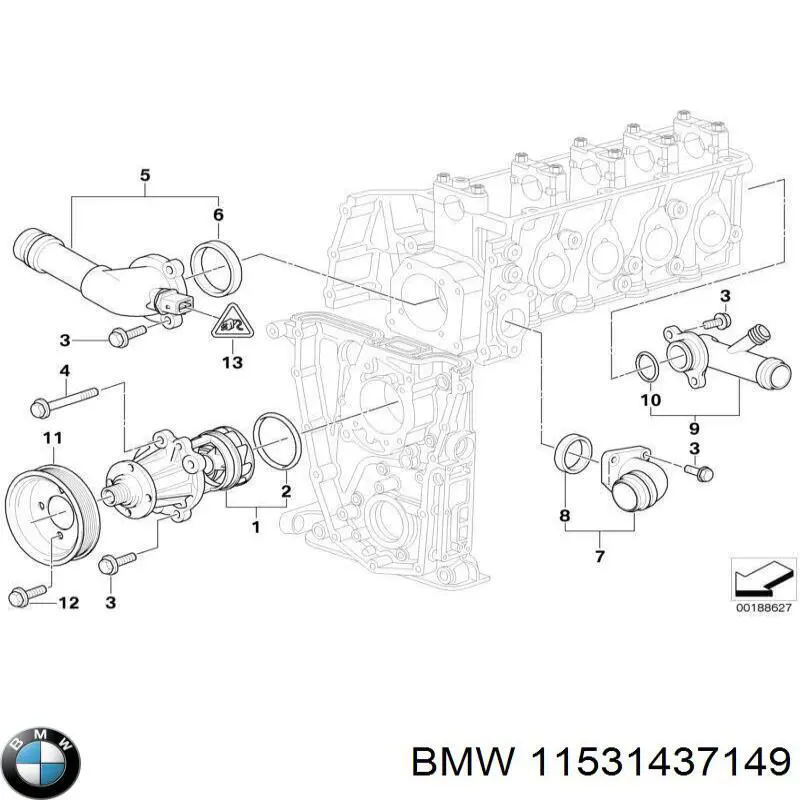 Прокладка корпуса термостата 11531437149 BMW