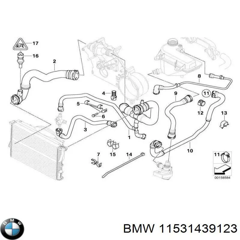 Купить 11531439123 BMW Шланг расширительного бачка верхний