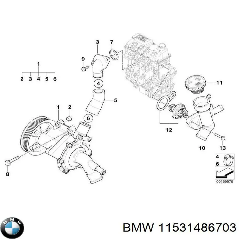 Крышка радиатора 11531486703 BMW