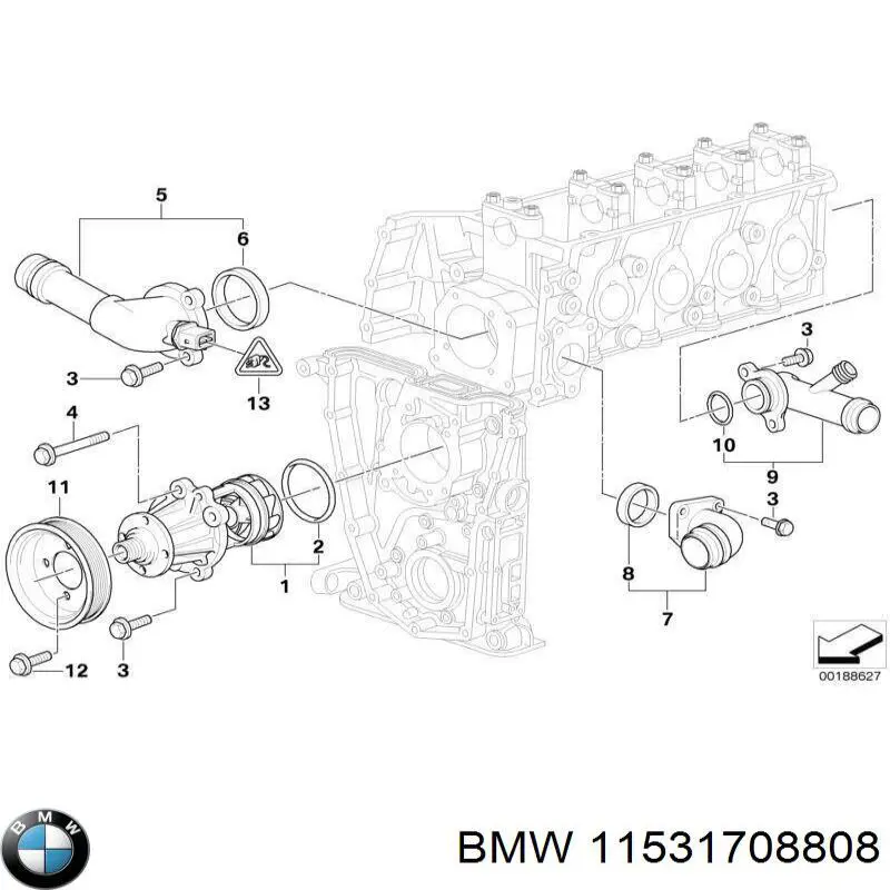 Фланец системы охлаждения BMW 11531708808 цена, от 5.99 USD