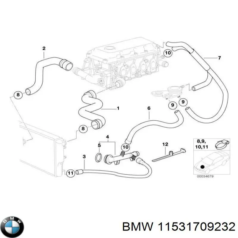 11531709232 BMW Тройник системы охлаждения
