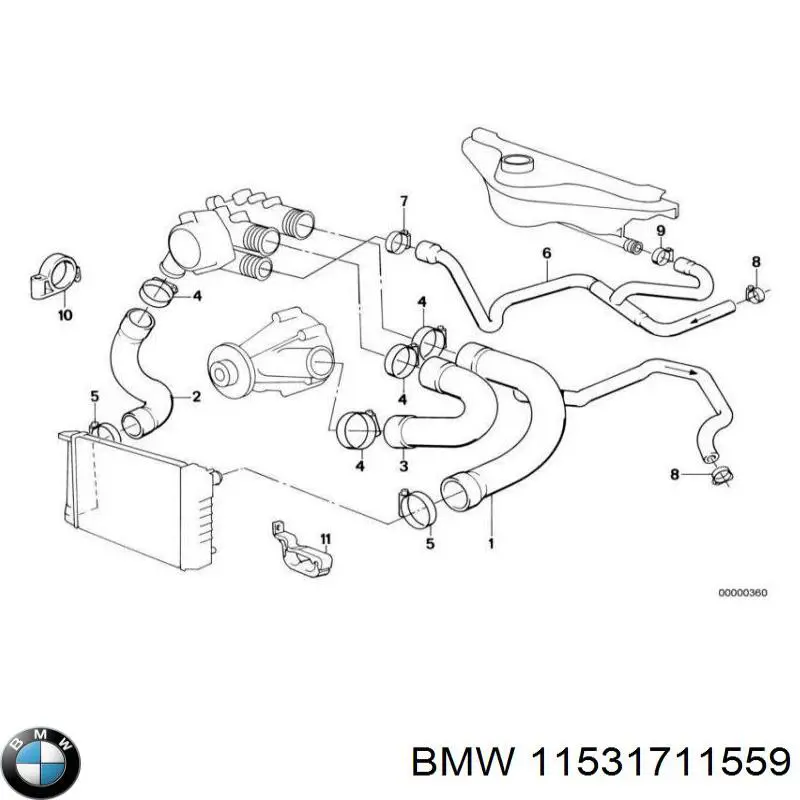 Патрубок радиатора 11531711559 BMW