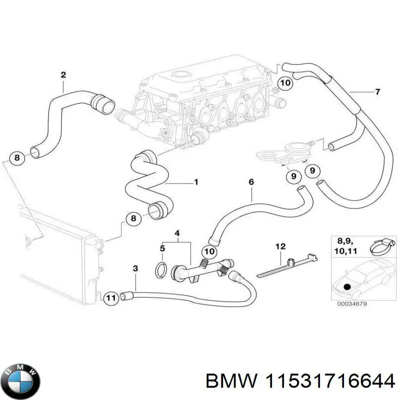 11531716644 BMW Шланг системы охлаждения