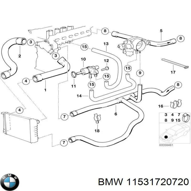 Патрубок радиатора 11531720720 BMW