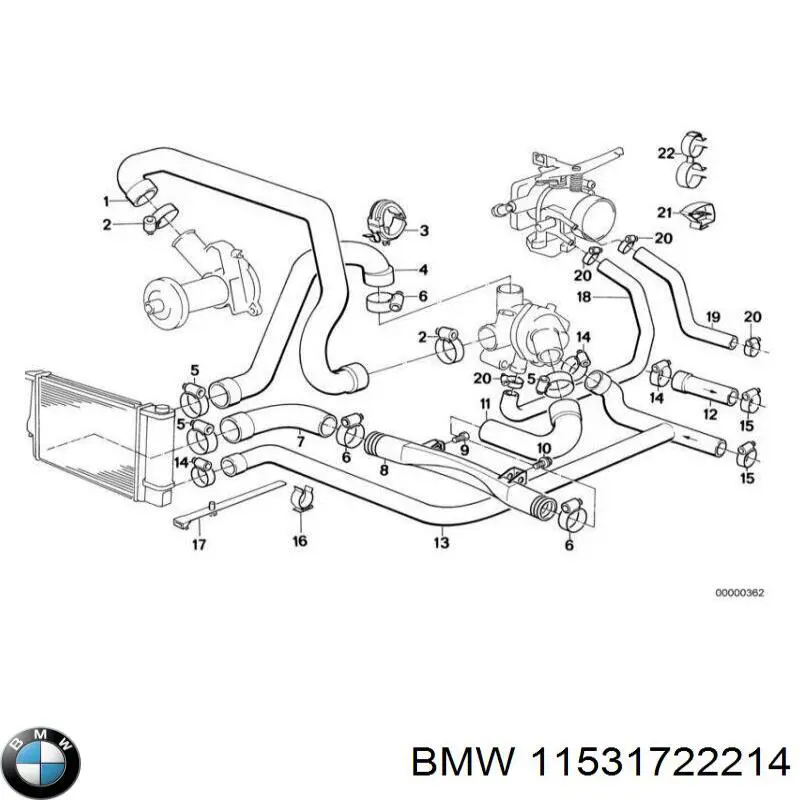 Патрубок радиатора 11531722214 BMW