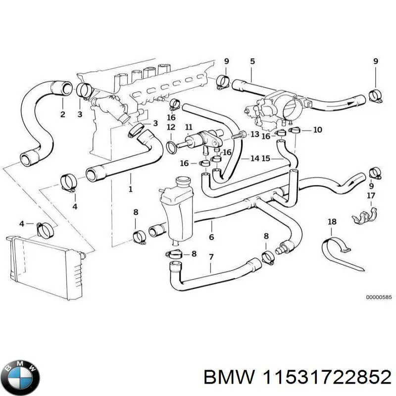 11531722852 BMW Патрубок радиатора охлаждения нижний