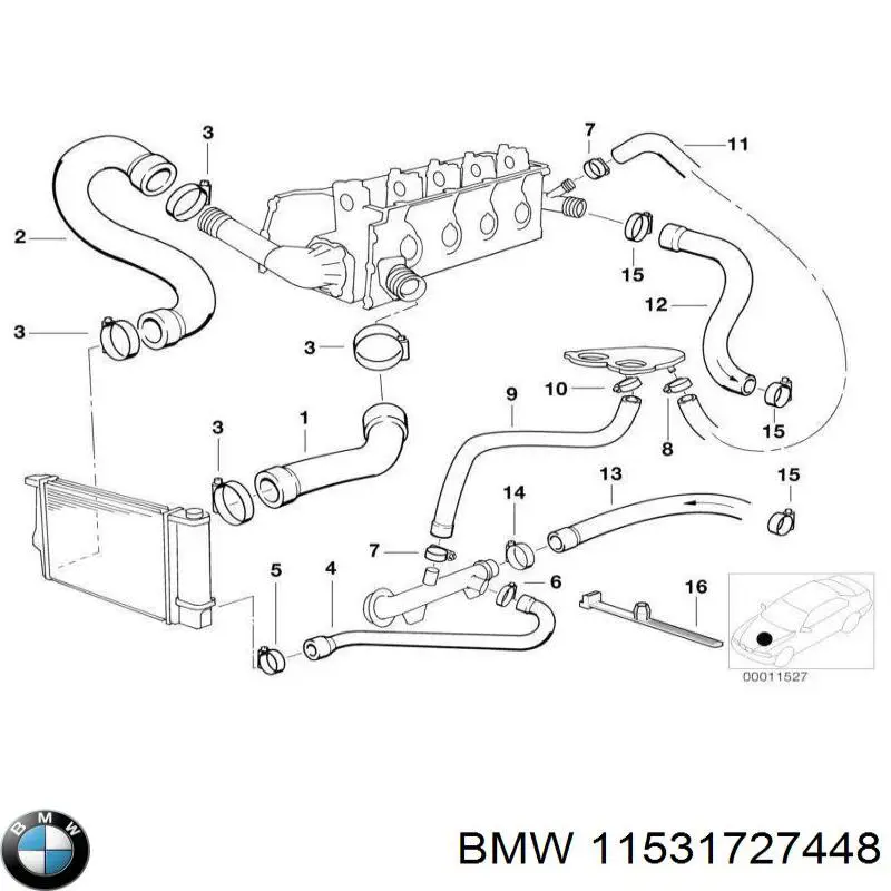 Патрубок радиатора 11531727448 BMW