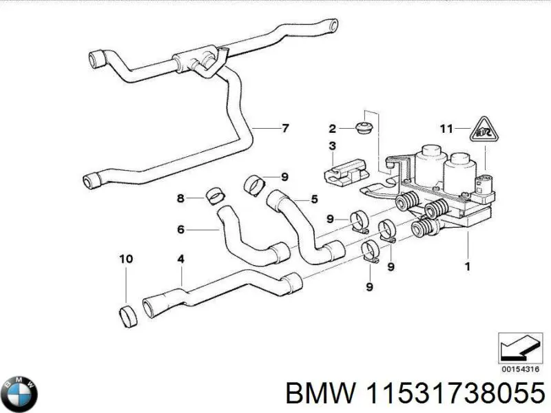 Купить 11531738055 BMW Шланг радиатора охлаждения нижний