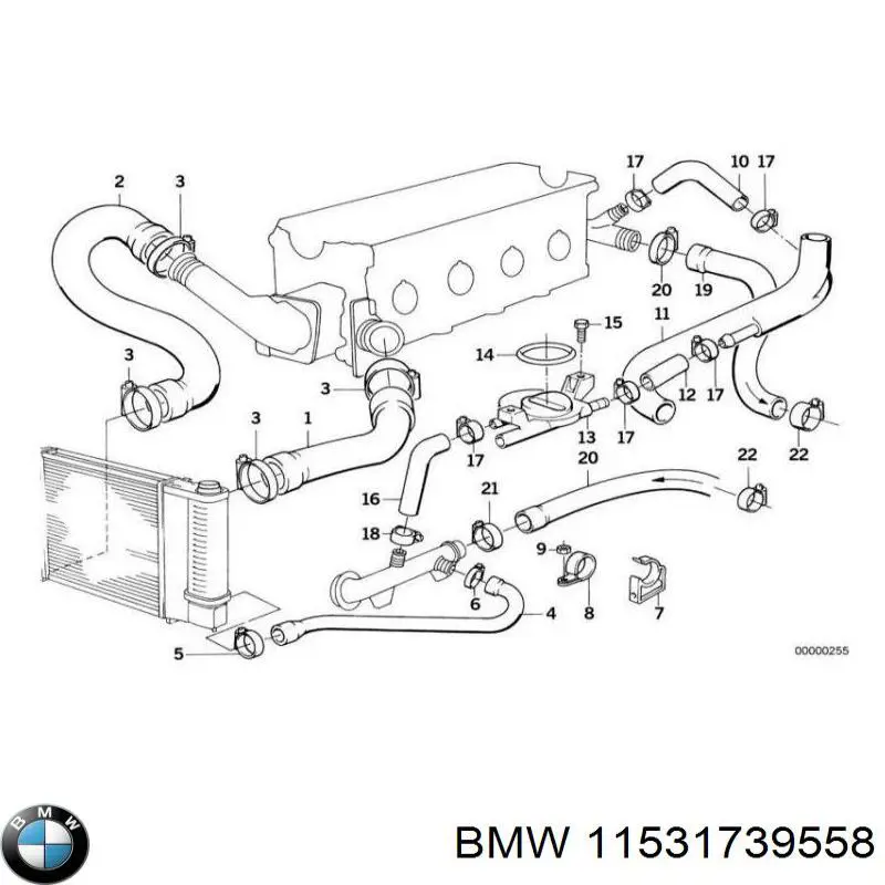 Шланг радиатора охлаждения BMW 11531739558 цена, от 9.33 USD