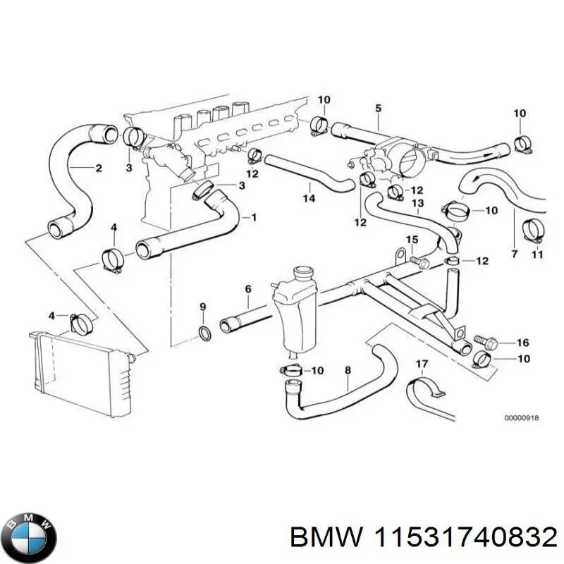 Шланг радиатора охлаждения BMW 11531740832 цена, от 284.62 UAH