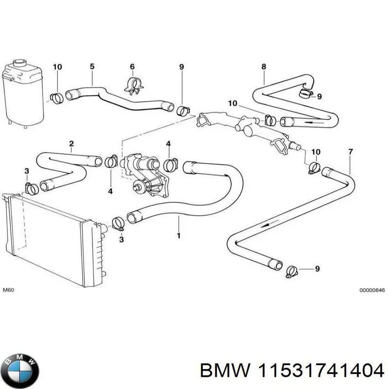 Шланг расширительного бачка нижний BMW 11531741404 цена, от 5.07 USD
