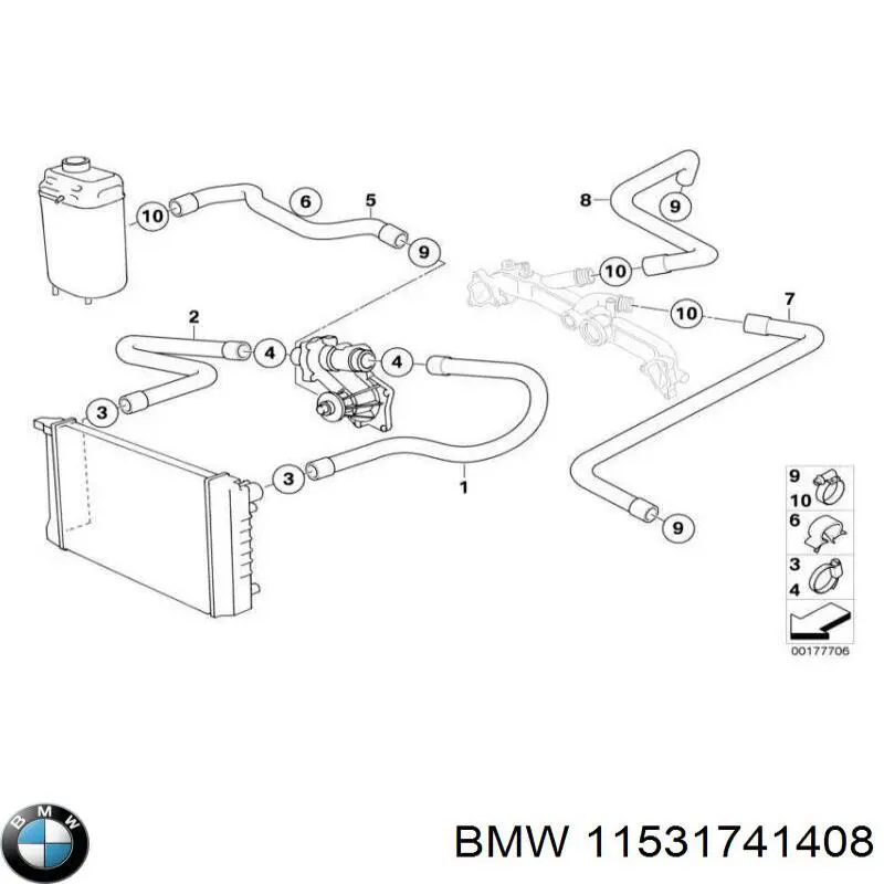 Купить 11531741408 BMW Патрубок радиатора