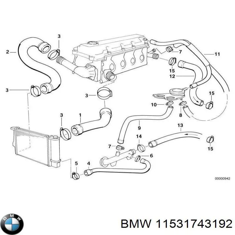 11531743192 BMW Шланг системы охлаждения