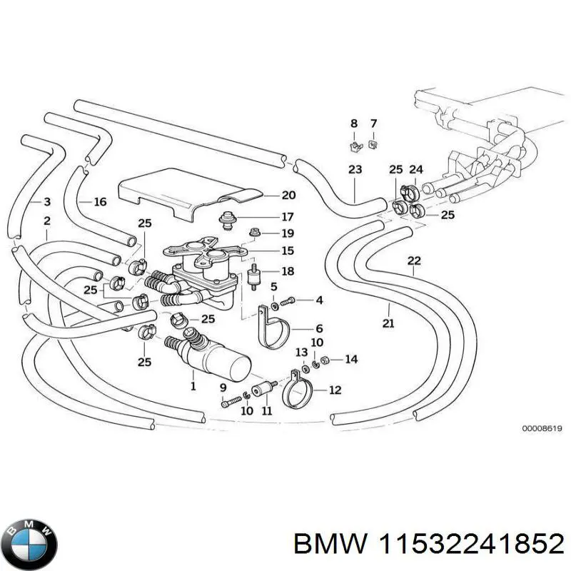 Нижний шлаг радиатора охлаждения 11532241852 BMW