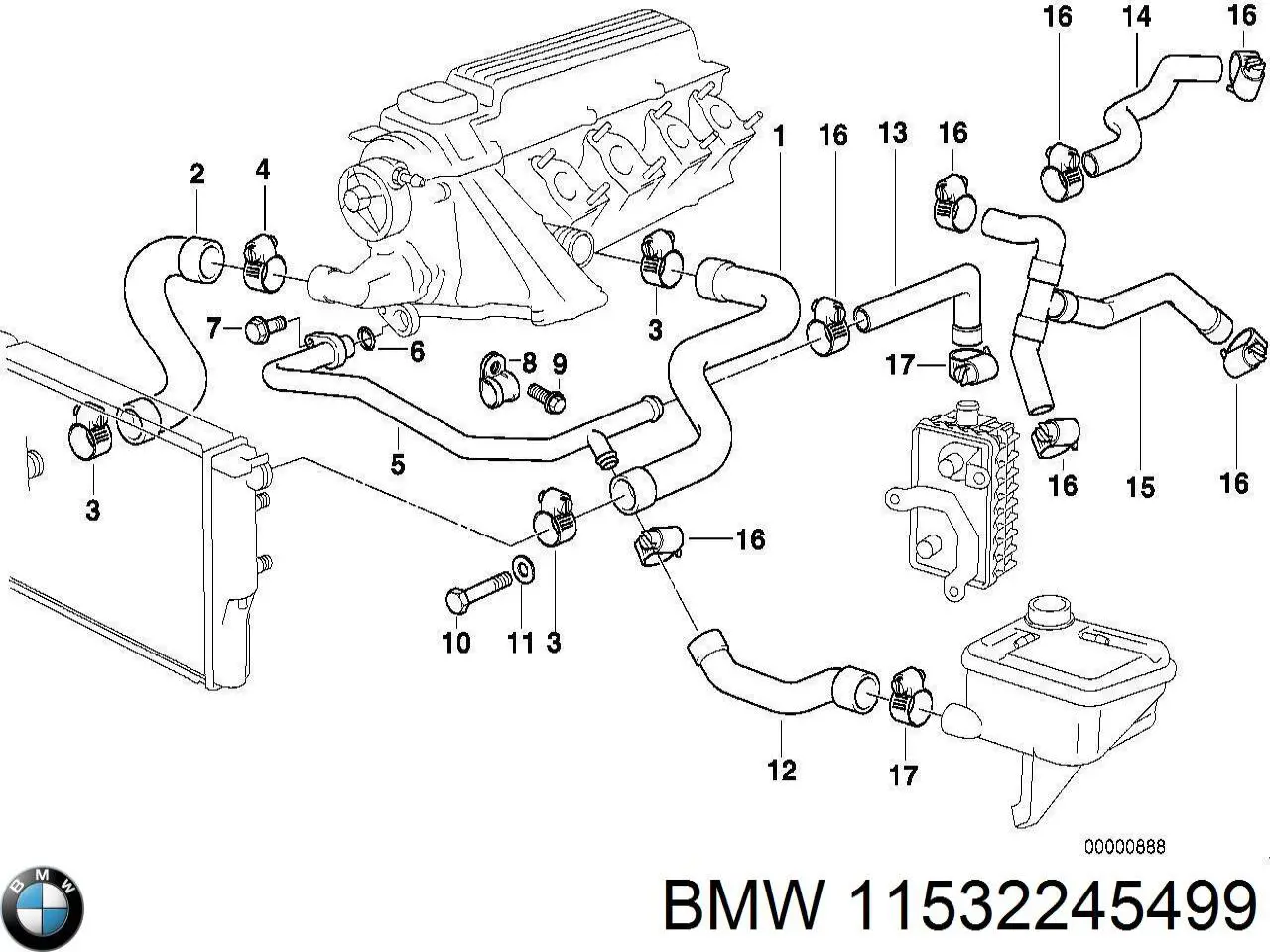 Патрубок радиатора 11532245499 BMW