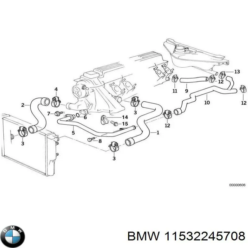 Купить 11532245708 BMW Шланг радиатора охлаждения нижний
