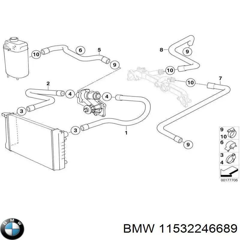 Шланг/патрубок системы охлаждения BMW 11532246689 цена, от 78.21 USD