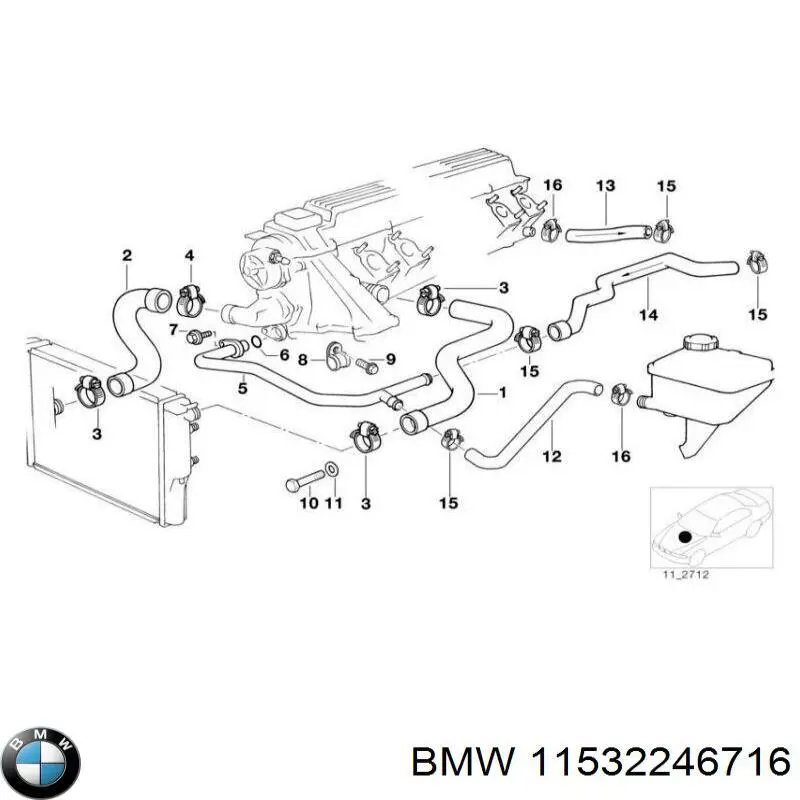 11532246716 BMW mangueira (cano derivado do sistema de esfriamento)