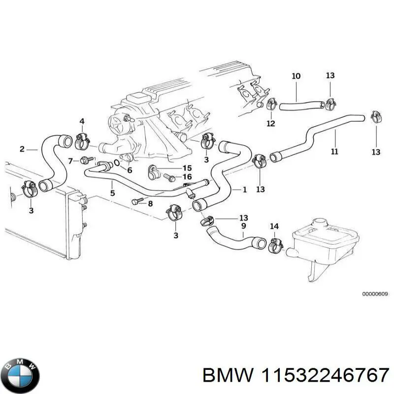 Шланг радиатора, нижний BMW 11532246767 цена, от 7.60 USD