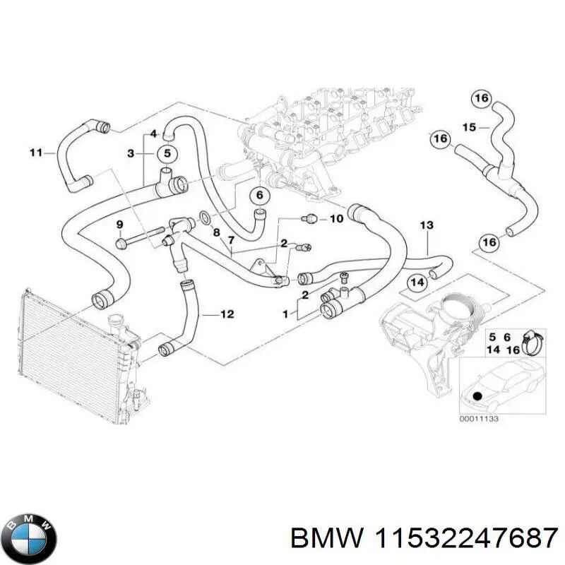 Шланг (патрубок) охлаждения масляного теплообменника, подача BMW 11532247687 цена, от 22.57 USD