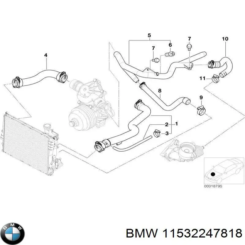 11532247818 BMW шланг (патрубок радиатора охлаждения верхний)
