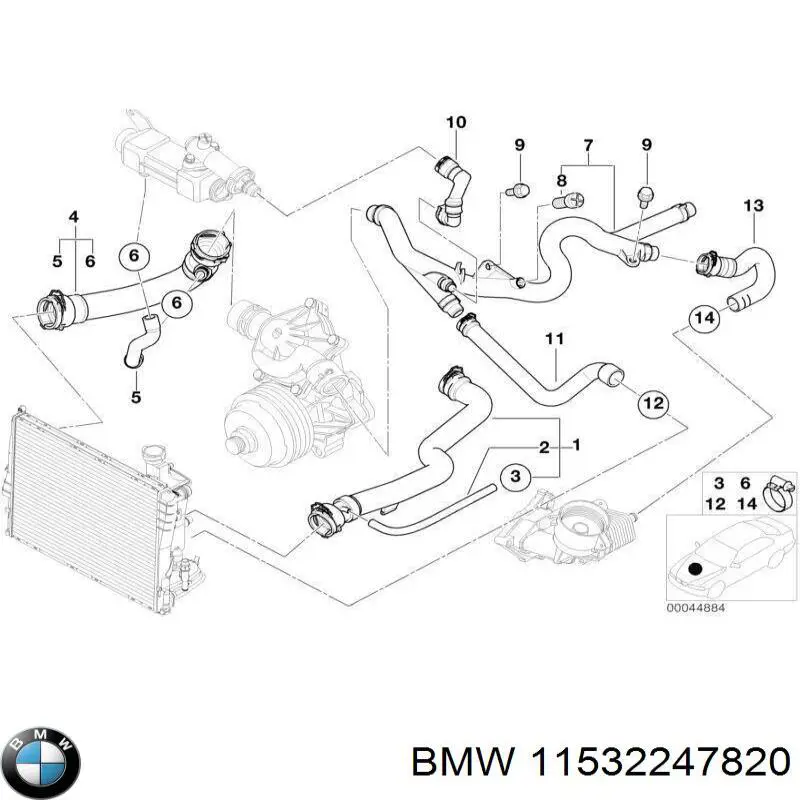Шланг радиатора охлаждения BMW 11532247820 цена, от 55.22 USD