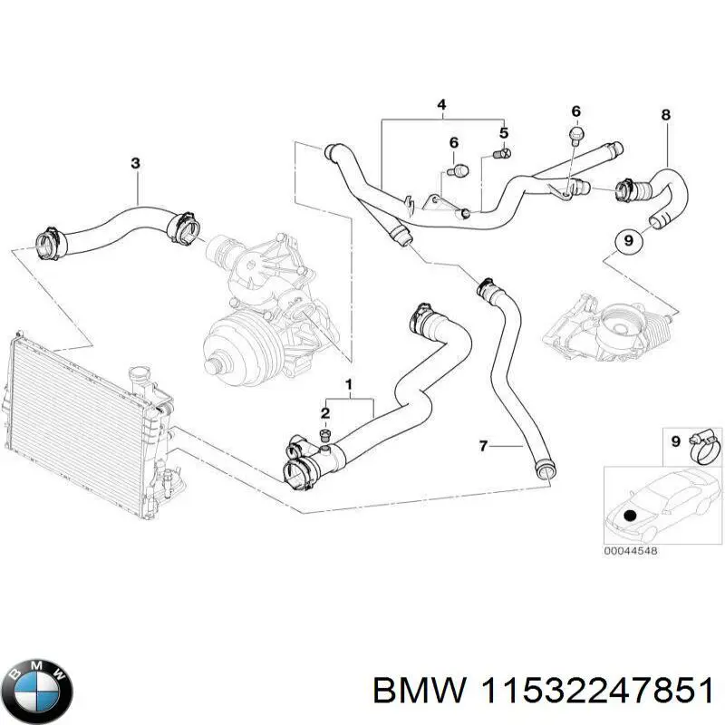 Купить 11532247851 BMW Патрубок радиатора