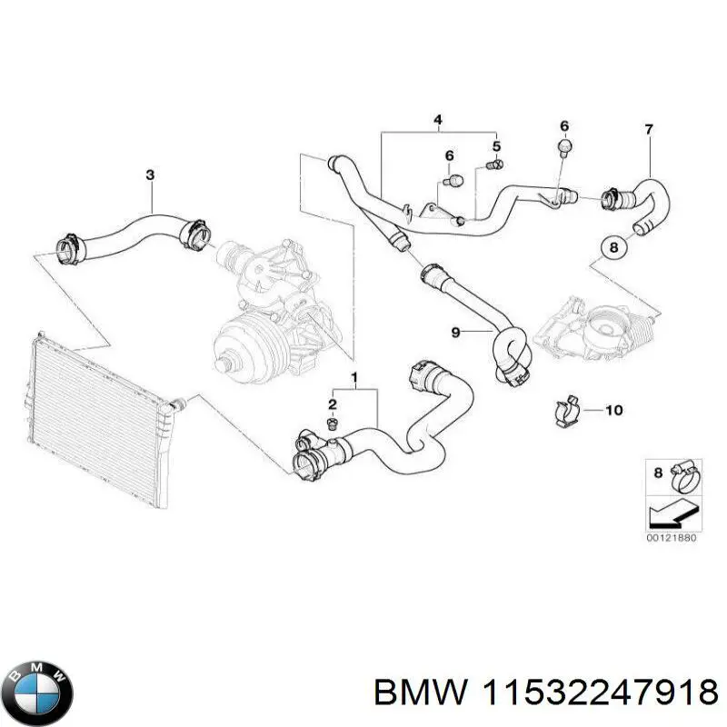 11532247918 BMW mangueira (cano derivado de bomba de água de admissão)