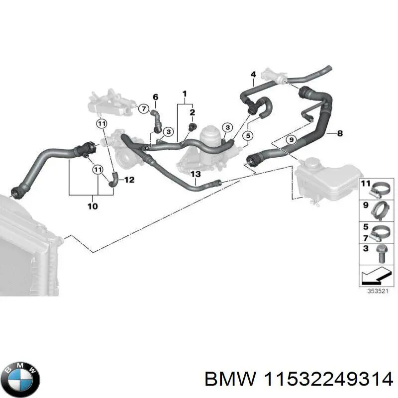 Шланг радиатора охлаждения BMW 11532249314 цена, от 750 UAH