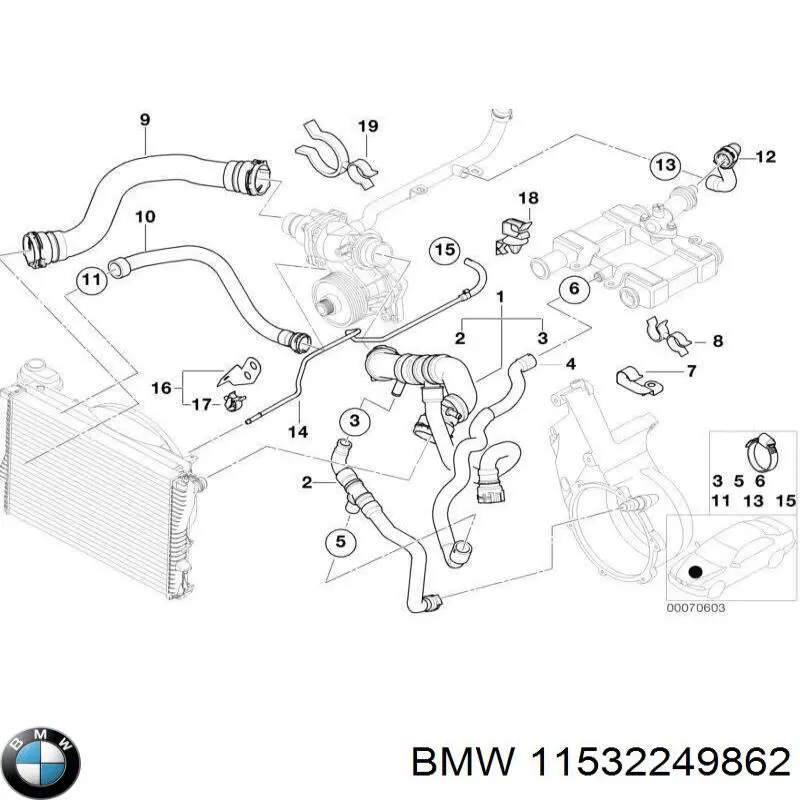 11532249862 BMW Шланг системы охлаждения