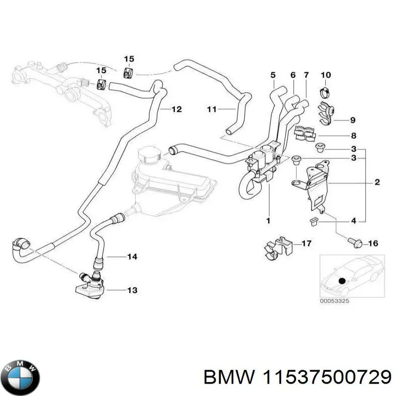 Шланг расширительного бачка нижний 11537500729 BMW