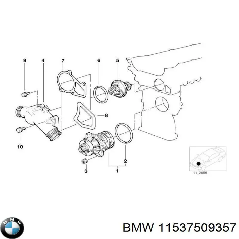 Junta, termostato 11537509357 BMW