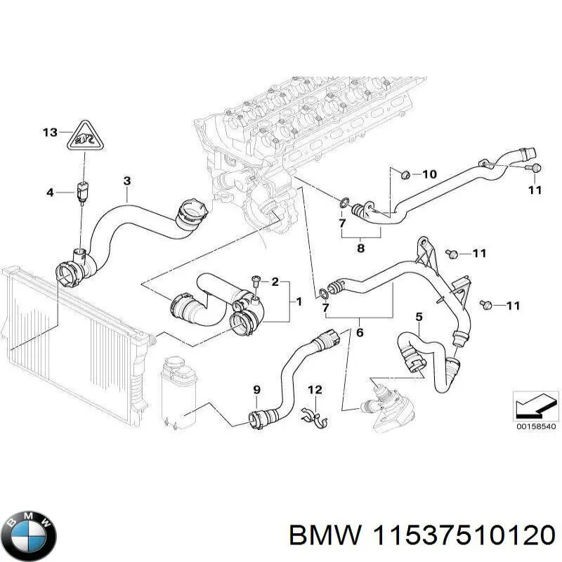Купить 11537510120 BMW Шланг (патрубок) водяного насоса нагнетательный