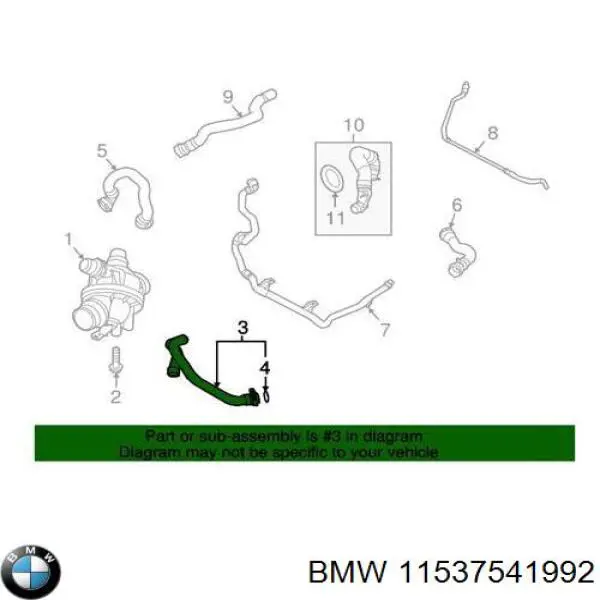 11537541992 BMW mangueira (cano derivado do sistema de esfriamento)