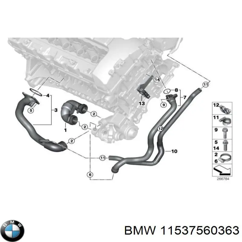Шланг (патрубок) термостата BMW 11537560363