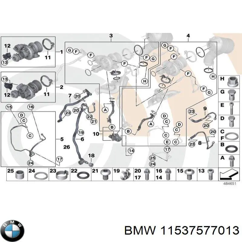 Mangueira (cano derivado) de esfriamento por líquido de turbina, fornecimento para BMW 7 (F01, F02, F03, F04)