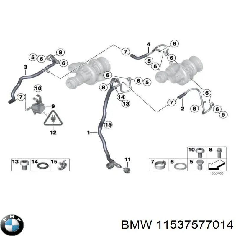 Шланг/патрубок рідинного охолодження турбіни, обратка 11537577014 BMW