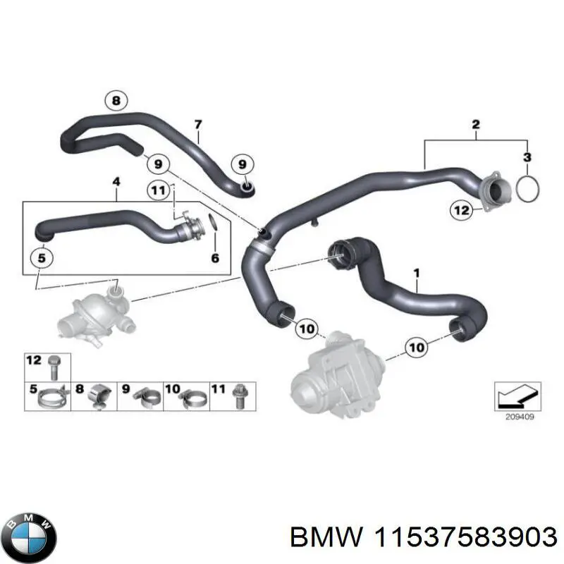 Шланг (патрубок) жидкостного охлаждения турбины, обратка на BMW 4 (F36) купить.