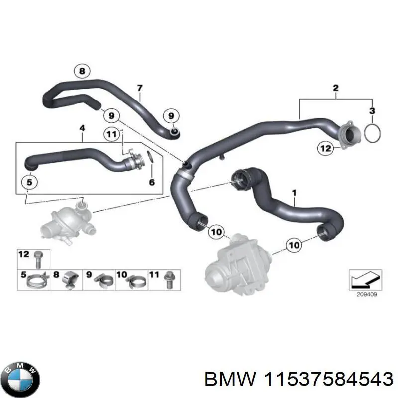 Шланг (патрубок) термостата BMW 11537584543