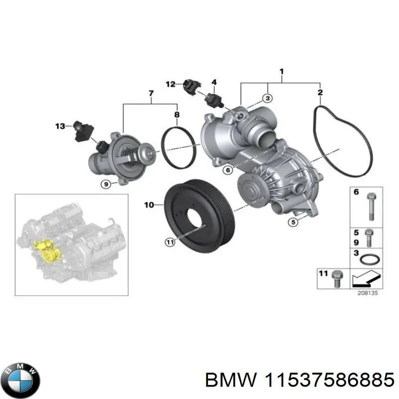 Купить 11537586885 BMW Автомобильный термостат