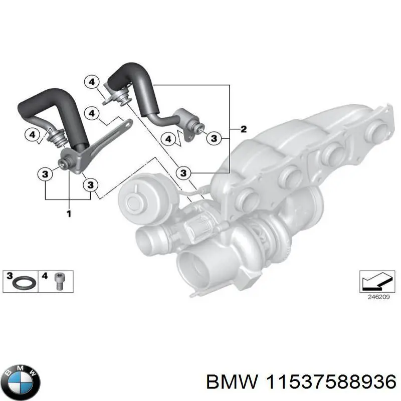 Mangueira (cano derivado) de esfriamento por líquido de turbina, linha de combustível de retorno para BMW 3 (F30, F80)