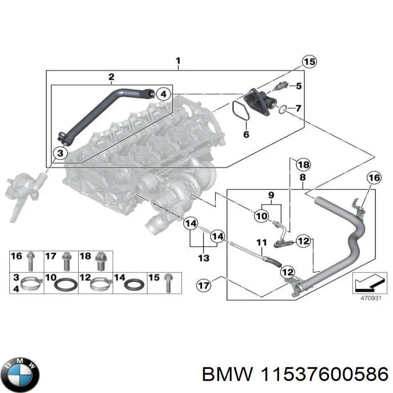 Патрубок системи охолодження 11537600586 BMW