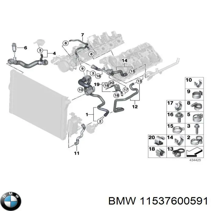 Шланг/патрубок рідинного охолодження турбіни, подача 11537600591 BMW