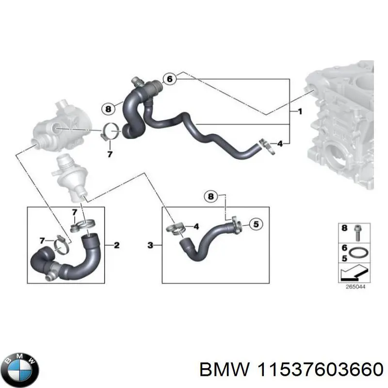 Vedante do flange (da união em T) do sistema de esfriamento para BMW 3 (F30, F80)