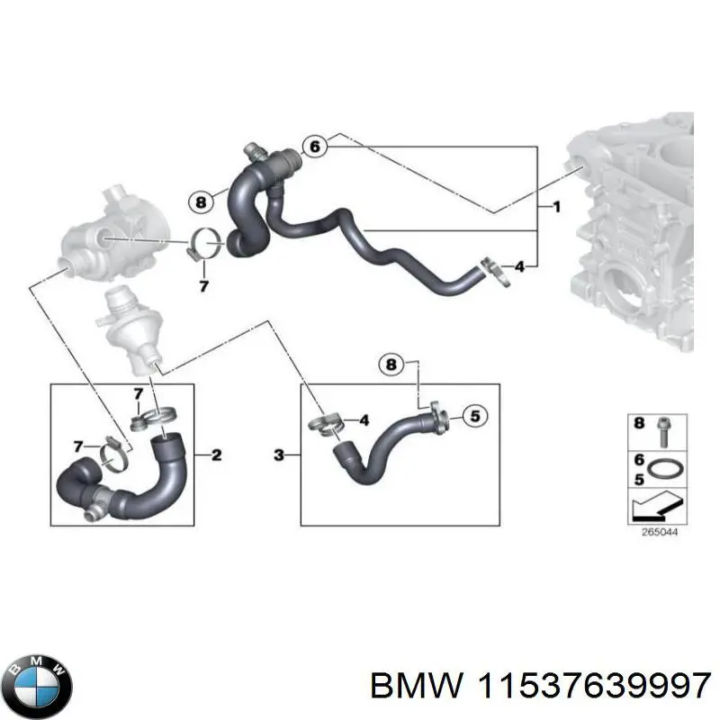 11537639997 BMW mangueira (cano derivado de bomba de água de admissão)