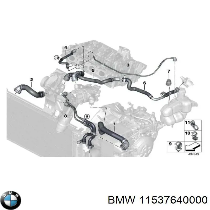 11537640000 BMW Шланг (патрубок) водяного насоса приемный
