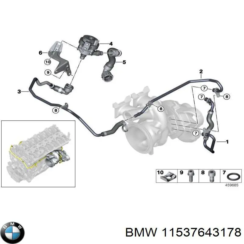 Шланг (патрубок) жидкостного охлаждения турбины, обратка BMW 11538666856 цена, от 40.54 USD