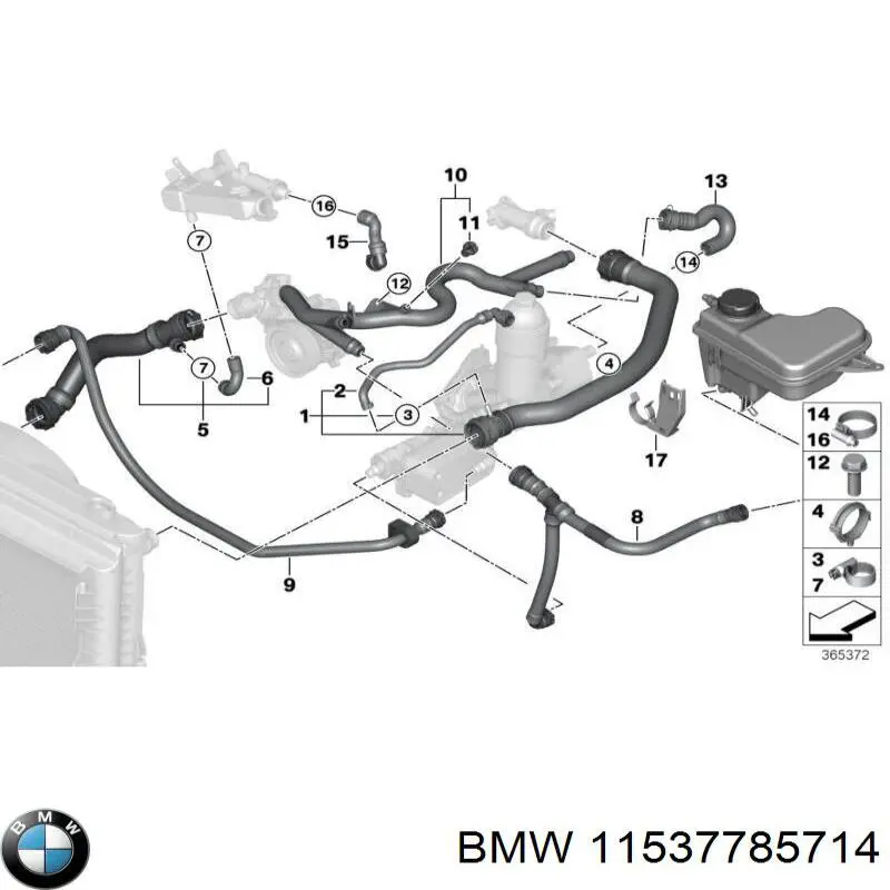 11537785714 BMW Tubería de radiador arriba original y equivalente