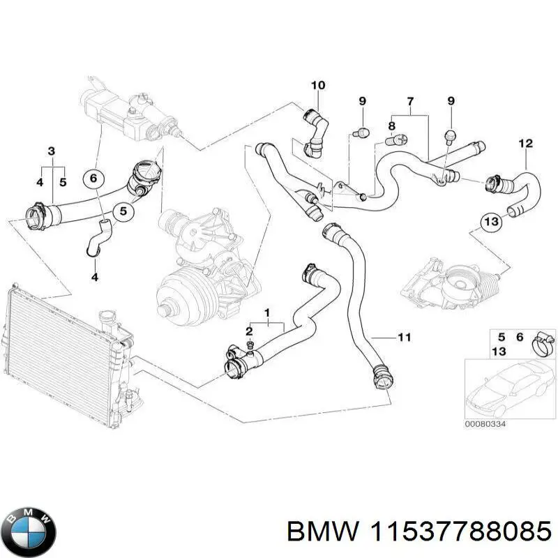 Шланг (патрубок) радиатора охлаждения нижний BMW 11537788085