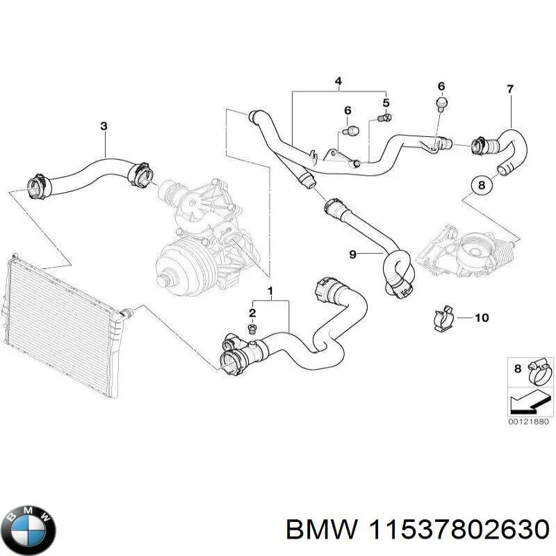 11537802630 BMW шланг (патрубок системы охлаждения)